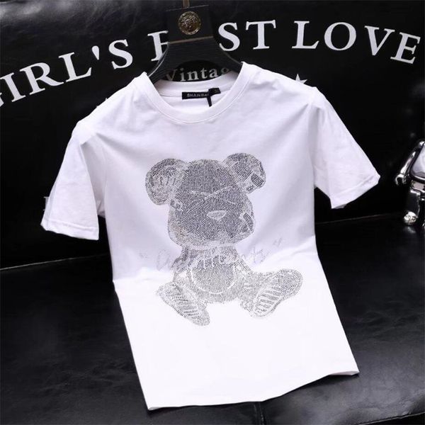 2022 Novos masculinos designers t camisetas Hot Drilling Moda Man T-shirt Casual Casual Casual Manga curta Luxo Hip Hop Streetwear Tshirts
