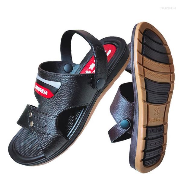 Sandalen Herren Sandalien Hombre Gummi Gänseegrass Sommer Dicke Boden Männer Schuhe Plastik mittleren Alters Außenverschleiß Sandalenandals