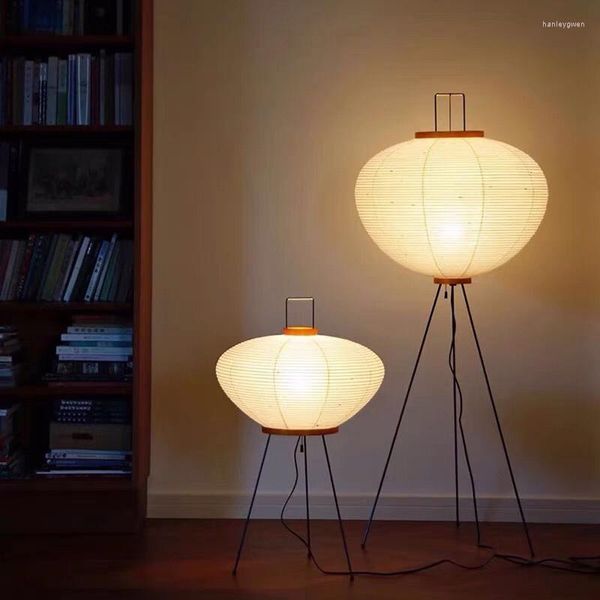 Lâmpadas de chão Design criativo Lâmpada LED de tripé para sala de estar quarto papel de arroz luz de pé decoração casa luminária interna acessórios