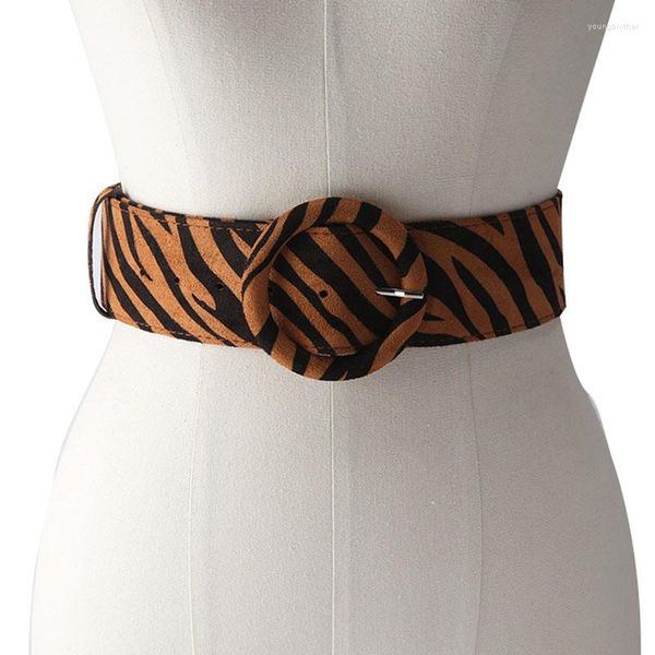Cinture Cintura larga per donna Cinturino sexy stampato leopardato Moda femminile Cerchio con fibbia quadrata Spilla abito da donna Cappotto Corsetto Cintura