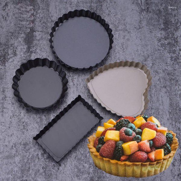 Backformen Werkzeuge Zubehör Pie Tart Pan Mold Abnehmbarer Boden Kuchen Süßigkeiten Gebäck Werkzeug Herzförmige Welle Backformen Seite