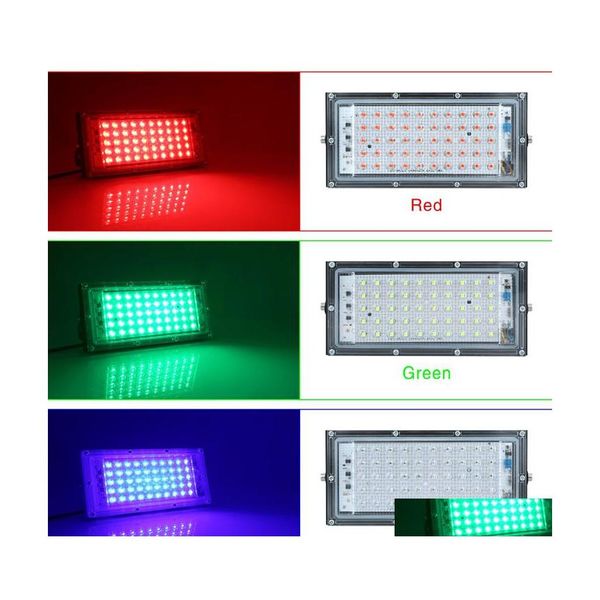 Proiettori 50W 100W Proiettore a Led 110V 220V Modalità esterna Luce di inondazione Faretto Bianco/Bianco caldo Rgb Ip66 Impermeabile 1 Pz Goccia Deli Dh9Jq