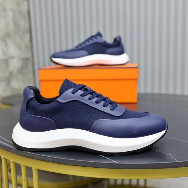 Знаменитые бренды Men Fairplay Sneaker Shoes Technytance Canvas Calfskin Кожаная спортивная обувь Canvas покрытая подошвой комфорт. Случайная прогулка Eu38-46 с