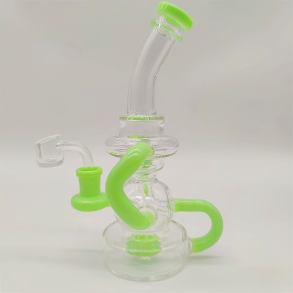2022 8 -дюймовый кремовый зеленый стеклянный стеклянный водяной труба Bong Dabber Rigcler Tipes Bongs дымовые трубы 14,4 мм женский шар