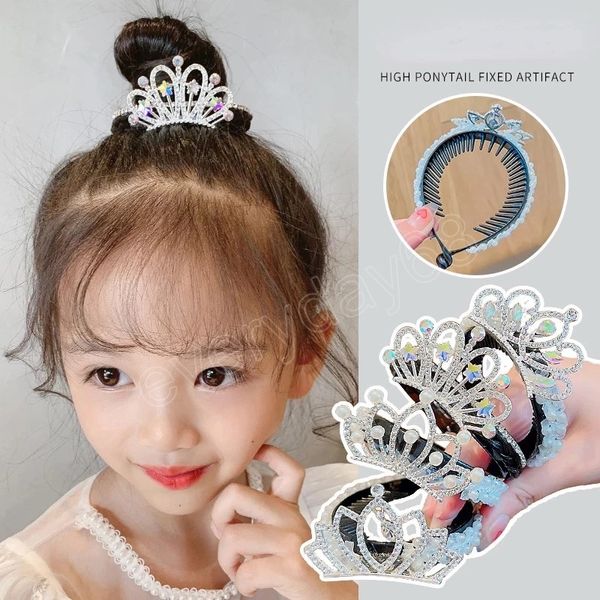 Дети милые сладкие блестящие жемчужные корона орнамент прически для волос девушки милые когти для волос шпильки дети аксессуары для волос с хвостом