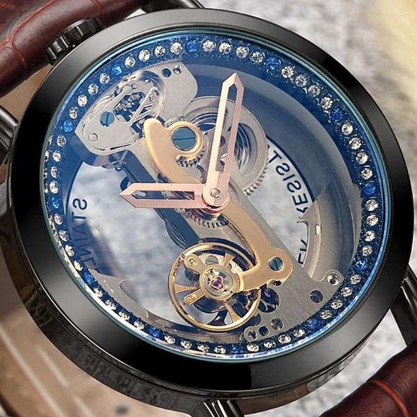 Наручные часы SKELETON TOURBILION WATCH MAN AUTOMATIC MECHANICAL WATERPROOF For MENS LUXURY MALE CLOCK SELF WIND