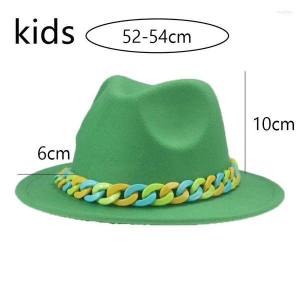 Cappelli per le donne Bambini Ragazzi Ragazze Panama Catena solida 54cm Cappello Fedora Personalizza Giallo Nero Bambino Inverno Sombreros De Mujer