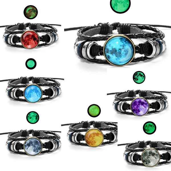 Brilho na série escura de pulseira luminosa série de vidro cabochon time gemstone multilayer bracelets mulheres crianças jóias de moda will e areia