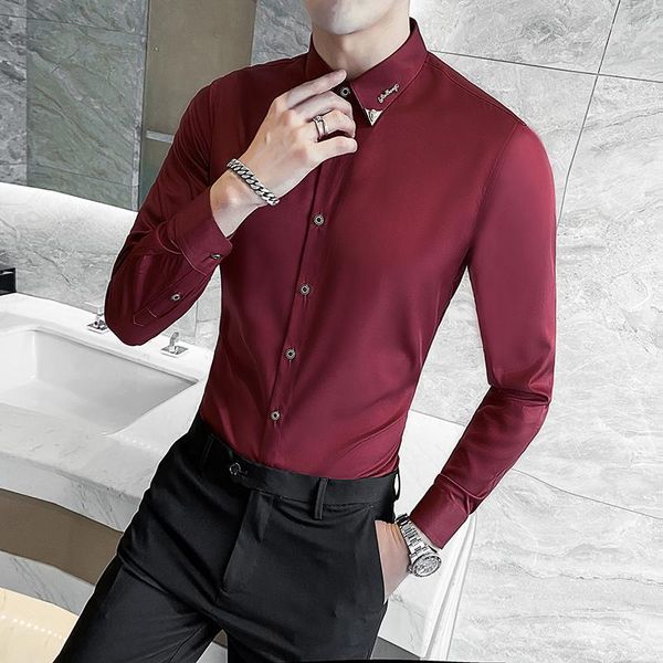 Camisas casuais masculinas Vestido vermelho masculino