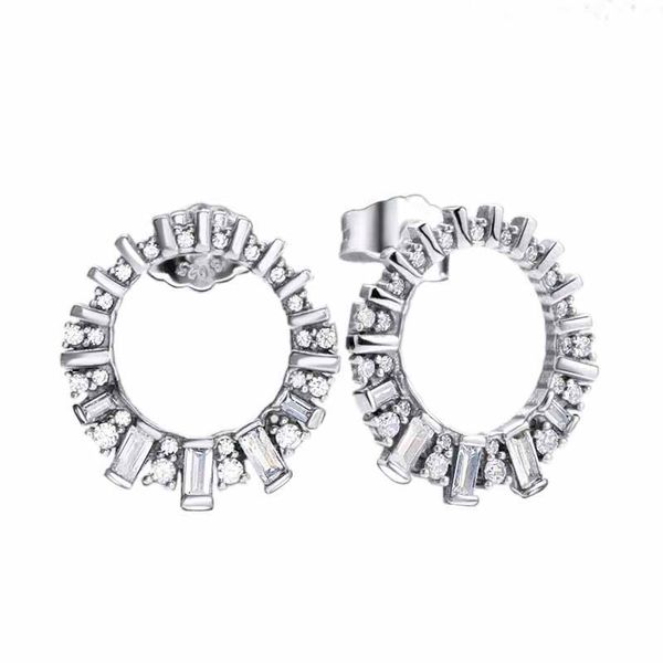 Scintillante bellissimo orecchino a bottone sul ghiacciaio in vero argento sterling con scatola originale per gioielli Pandora CZ diamante orecchini ghiacciolo set per donne ragazze regalo di nozze