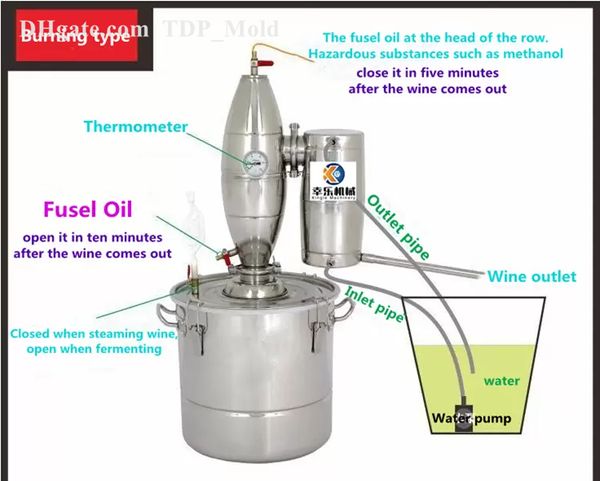 20L 30L 50L 70L Moonshine Werkzeugteile Destillierapparate Alkohol Destillationsausrüstung Likör/Whisky Weinbrenner