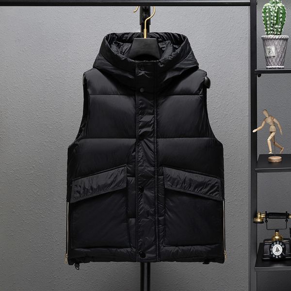 Gilet da uomo 3659 Gilet con cappuccio verde nero Cappotto da uomo Giacca senza maniche con cerniera sottile Scaldacollo caldo Tasche giacca senza maniche Gilet Gilet 221202