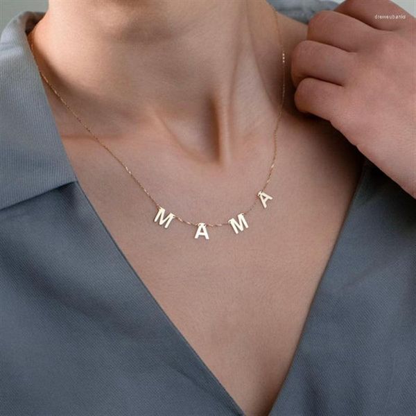 Anhänger Halsketten Mama Buchstaben Choker Halskette Gold Silber Farbe Mama Charme Schlüsselbein Kette Feminine Schmuck Mutter Tag 2022 Besonderes Geschenk