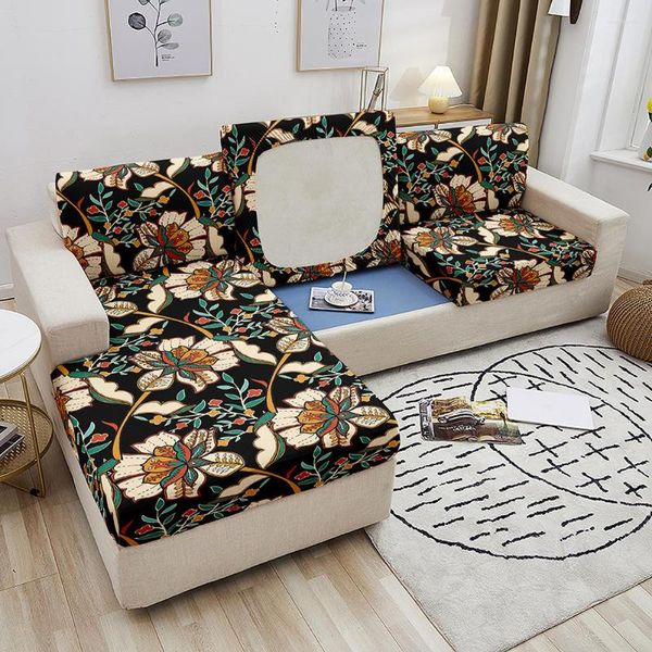 Camas de cadeira Paisley Floral Sofá Tampa do assento Couch elástico para a decoração da sala Decoração de casa Protetor lavável de poliéster 1/2/3/4 Seaters