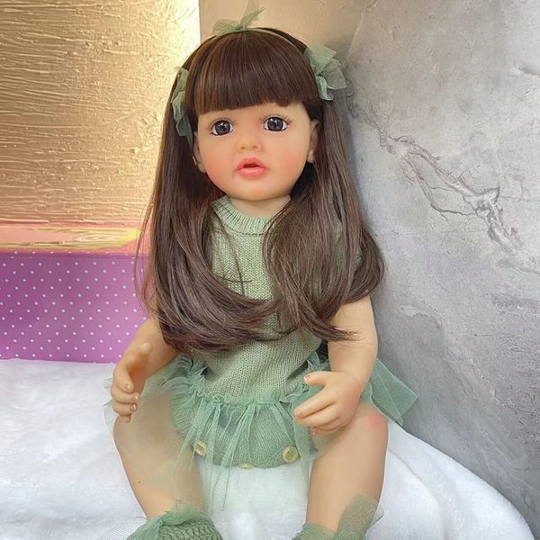 Bambole 55CM Full Body Soft Silicone Vinyl Realistico Reborn Toddler Girl Doll Touch Regali di Natale per bambini 221201
