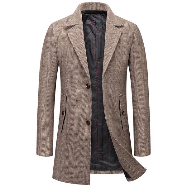 Lã de lã masculina Blends Winter Slim Fit Jackets Coat casual Grost Warl Outer;