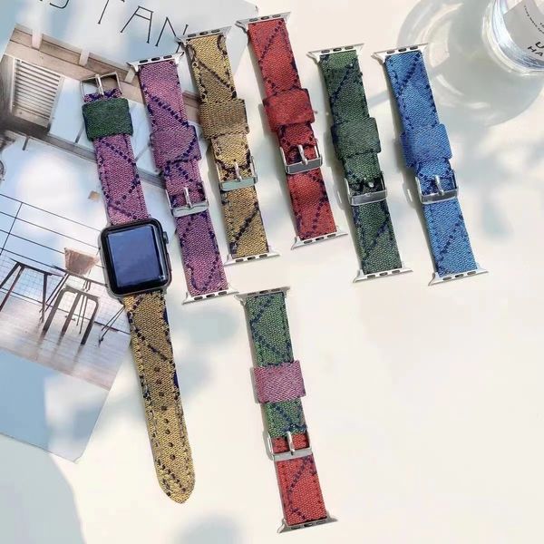 Pulseira de relógio de pano de estilo de inverno Bandas finas para Apple Watchband Series 3 4 5 6 7 S6 S7 SE 41MM 45MM 38MM 40MM Designer Smart Watches Straps Senhoras Cores conjuntas Presente para meninas