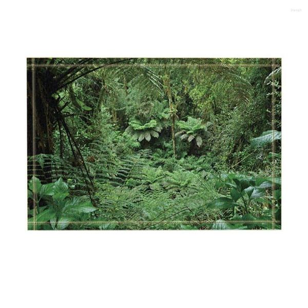 Ковры тропических тропических лесов Декор пальмы с экзотическими растениями в ковриках для ванн в джунглях.