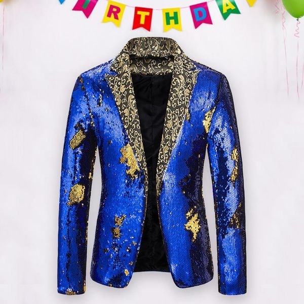 Abiti da uomo Blazer Chic Stage Coat Show Performance Maniche lunghe Abbinamento colori Club Circus Abbigliamento 221201