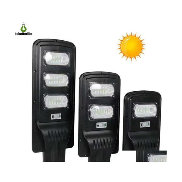 Lampione stradale solare Lampada a led Sensore di movimento Pir 30W 60W 90W Controllo Ip67 Lampione stradale esterno impermeabile con palo di montaggio Dhkqh