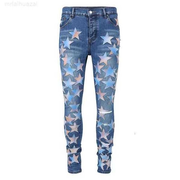 Jeans da uomo Abbigliamento Jeans Uomo Donna Stampa pantera Verde militare Lungo cotone consumato Coniglio Adesivo Ricamo Denim sottile Pantaloni skinny da motociclista drittib4dl