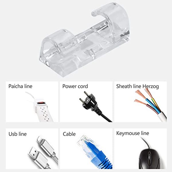 Transparante 20 stuks kabelclips elektronica organizer drop wire houder snoerbeheer zelfklevende manager vaste klem draadhaspel