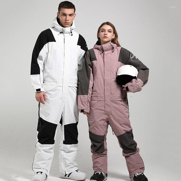 Лыжные куртки 2022 Зимний лыжный костюм Женщины Один кусок водонепроницаемый комбинезон на открытом воздухе в воздухопроницаем