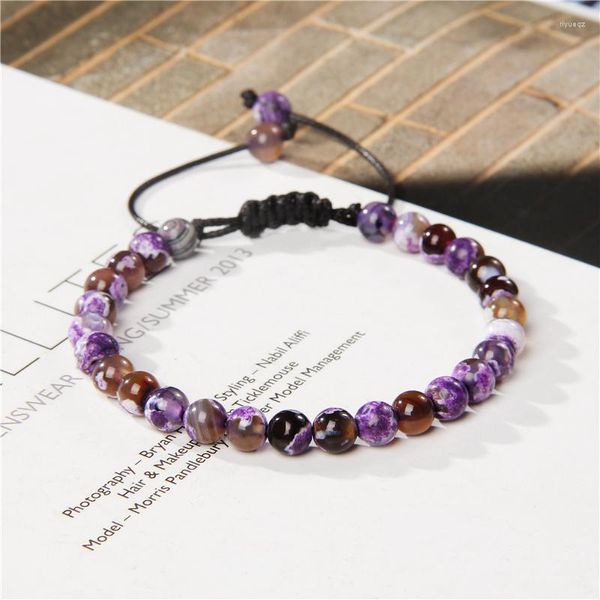 Strand Natural Fire Agates Perline Bracciali Gioielli Moda Unisex Pietre Braccialetti con perline Regolabile Yoga Energia Regalo all'ingrosso