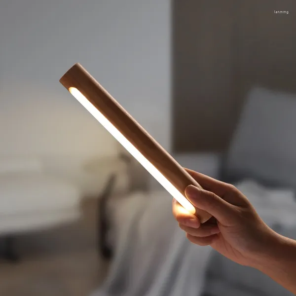 Lâmpada de parede LED de madeira LED de madeira diminuído de mão rotativa de corredor Luzes de corredor de cabeceira portátil Decoração de quarto lampki