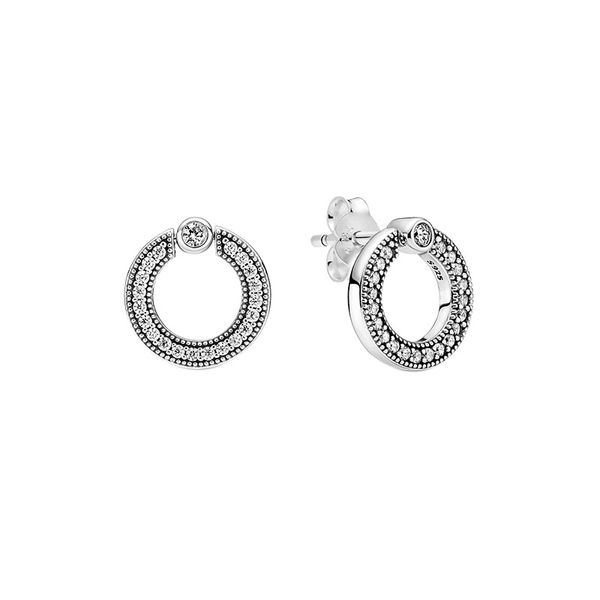 925 Sterling Silber Logo Kreis Ohrstecker mit Originalverpackung für Pandora CZ Diamant Hochzeit Schmuck Ohrring Set für Frauen Freundin Geschenk Fabrik Großhandel