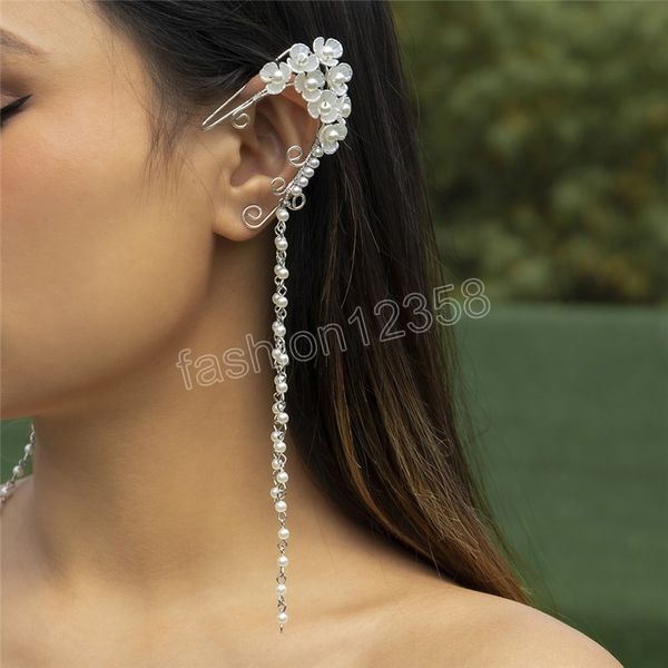 Orecchini a clip con nappe lunghe per donne Wed Bridal Trendy Ear Cuff Fake Piercing Jewelry Gift