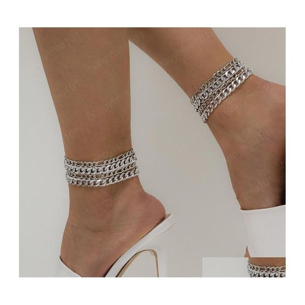 Fu￟kettchen Mti Layer Quastel Metall -Fu￟kettchen einfache Aluminium Eisen Schlangenschuhkette Frauen Gold High Heel Dekoration Fu￟ -Ornamente Accessor Dhrbi