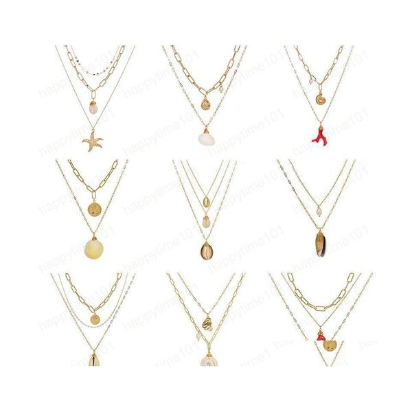 Colares de pingentes de colar de casca de corrente de ouro designer de marinheiro mtilayer colares empilháveis ​​Moda Hip Hop Jewelry Drop Ship Deliver Dheqj