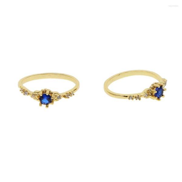 Anéis de casamento 2022 Minimal Small Ring Blue Stone Cz banda fina moda feminina empilhamento midi Finger Factory Atacado Chique Jóias