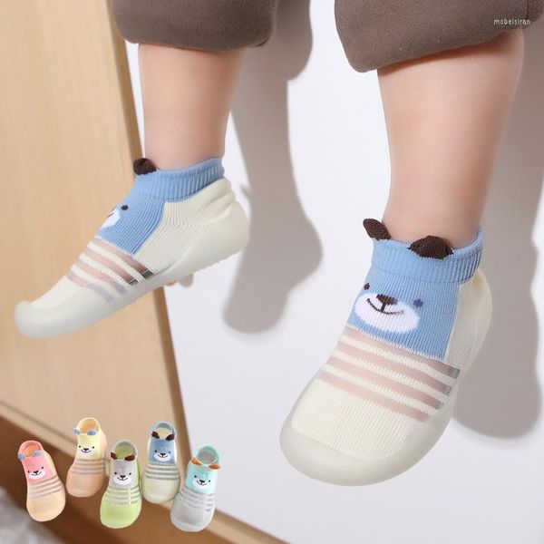 Первые пешеходы Baby Boy Girls Shoos Socks дышащие сеть летние цвета полосы