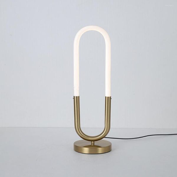 Table Lamps Modern LED Oval Desk Lamp Acrylic Tube Gold Bedside Bedroom El Home Decor Reading