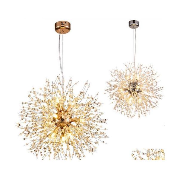 Lâmpadas pendentes Lâmpadas de leão de leão de leão de leão -lustre de cristal Lights Globe Ball Firework Pinging Iluminação para jantar Living Living Otl4d