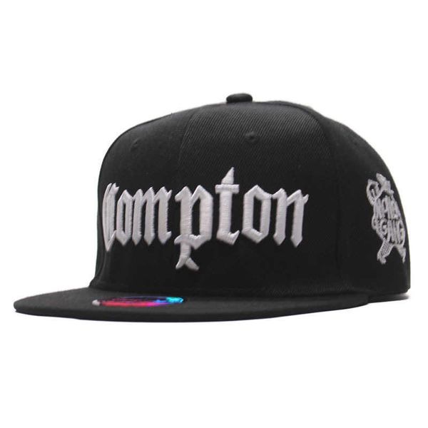 Ball Caps Compton camouflage ricamato da baseball berretto piatto coreano hip-hop dance cappello nero bianco per uomo e donna 1203