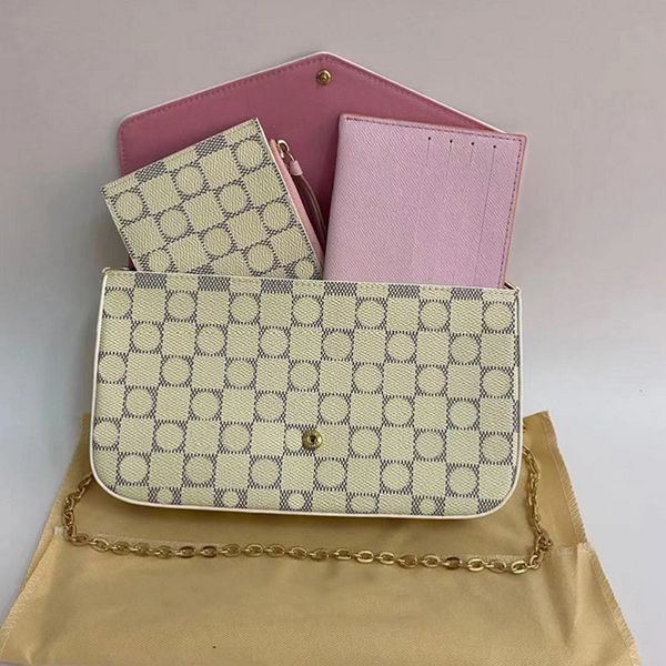 Дизайнеры пакеты на плечо женщинами сумочка набор кошелька дизайн lady Messenger Bag Классический рисунок подлинные кожаные сумочки Top99 003