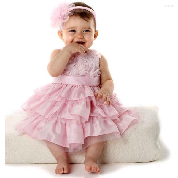 Mädchenkleider 2022 rosa Babykleid Blumengeborenes Tutu Haarband 2-teiliger Anzug Sommerkleidung Mädchen Jumper Bluse Top