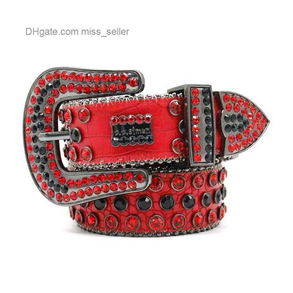 2022 Designer Belt Bb Simon Belt intarsiato chiodo perla diamante in lega di zinco fibbia ad ardiglione modello coccodrillo personalità hip-hop stile punk