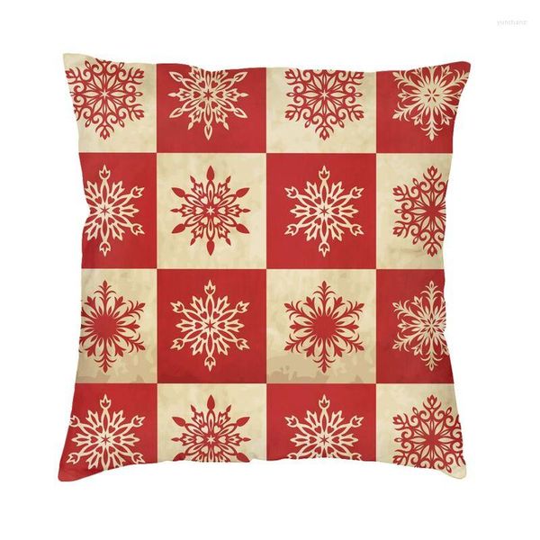 Almofada Feliz Natal Capa flocos de neve em quadrados Velvet travesseiros modernos decoração de casa 45x45cm fronhas