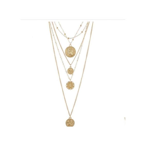 Chokers Lange Halskette Frauen Runde Halsketten Anhänger Für Damen Kostüm Schmuck Bijoux Gold Farbe Mtilayer Kette Drop Lieferung Dhkf4