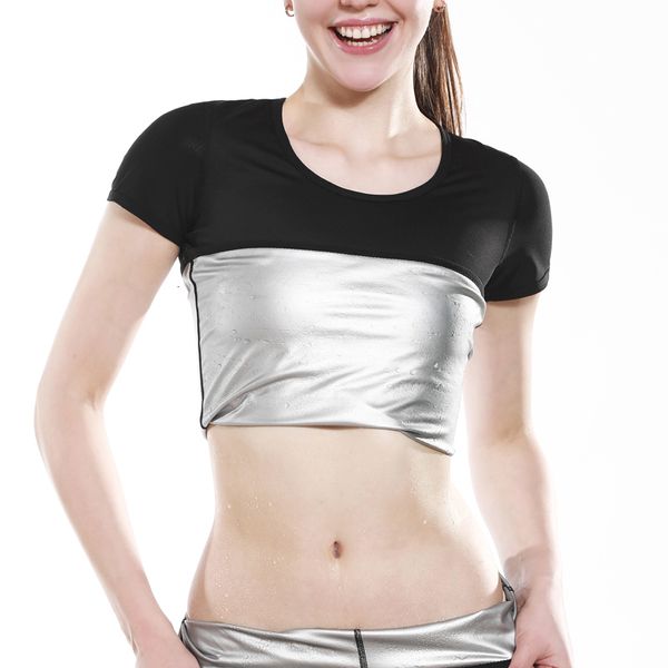 Shapers de sauna feminina Moman Women Body Shaper Weight Solted Shirt Caist Trainer Corset Silver Slimming Tops Treino Sweat Fitness Shapewear 221202