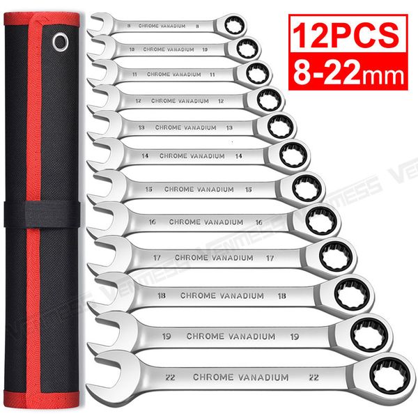 Altri utensili manuali Set di chiavi a cricchetto metriche e standard a 12 punti con estremità a scatola Chiave combinata Gear Garage Tool CRV Full Polished 221202