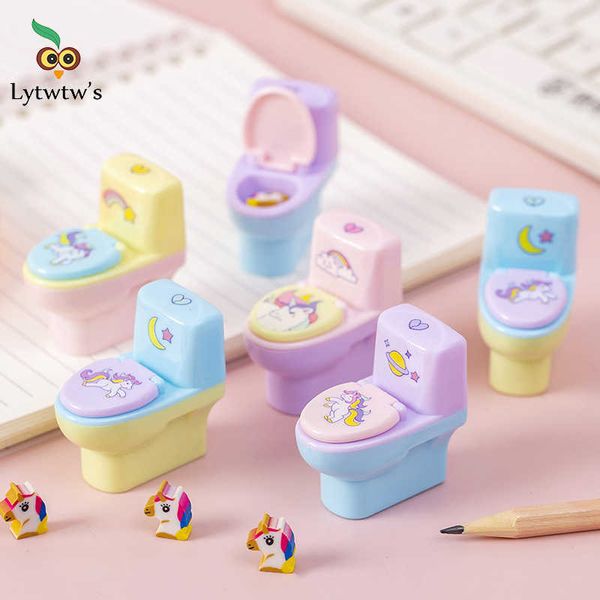 Pe￧a Lytwtw Pistaiom L￡pis Sharpner Creative Tooms Shape de desenho animado UNICORN SPOLES ACESSORES DE PRESENTES COM A ERASER