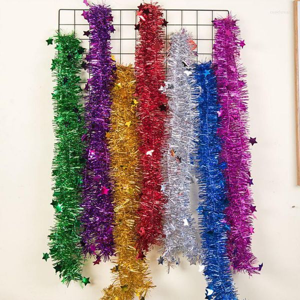 Noel dekorasyonları renkli çelenk tel tinsel asılı rattan ağaç süsü dekorasyon xmas doğum günü partisi ribbondecor