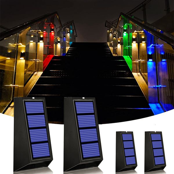 Decorazioni da giardino Decorazione Luci solari RGB Cambia colore Lampada da parete impermeabile Regalo di Natale Illuminazione per passerelle Recinzione Scale 221202