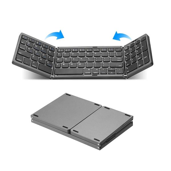 Tragbare Mini-Bluetooth-Tastatur mit drei Klappen, kabellos, faltbar, für iOS, Android, Windows, iPad, Tablet mit Ziffernblock