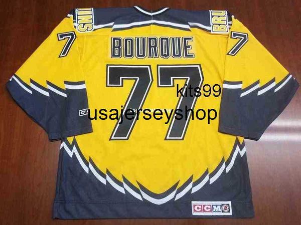 Benutzerdefinierte Ray Bourque Vintage Ccm Hockey Jersey Gelb Third Pooh Bear Herren Retro-Trikots